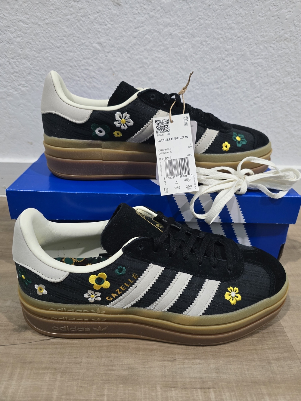 Women's Adidas Gazelle Bold W Black Floral Sneakers